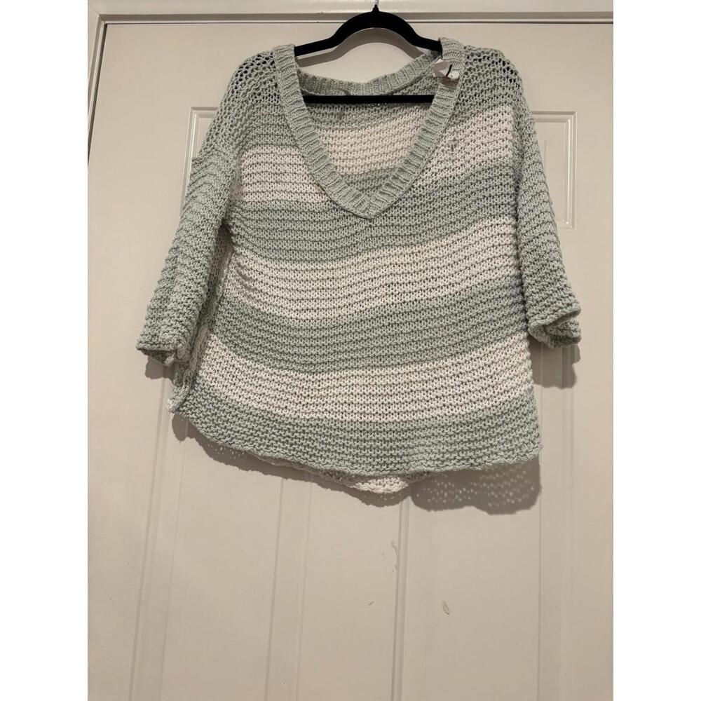 Women's Lucky Brand sweater sz S blue/green/white stripes $829